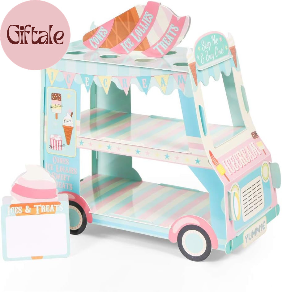 Van Cake Stand – Baby Shower, Birthday Party Supplies Table Centerpiece Decor –