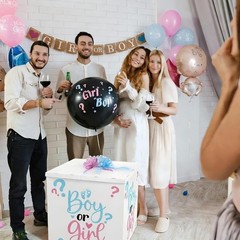 28in Jumbo Gender Reveal Gift Box Kit with Oversized Box Giant Pull Bows Boy …