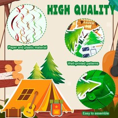 Camping Hanging Swirl Party Decorations, 32Pcs Camping Party Hanging Foil Swirl