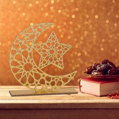 Handmade Gold Hollow Moon Star Ornaments – Perfect for Eid Celebrations
