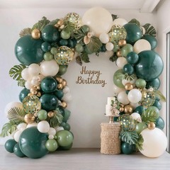 Emerald Green White Gold Balloons Arch Kit,Double Stuffed Dark Green Sage Oli…