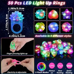 100 Pcs LED Light Up Party Favors Bulk Glow in the Dark Glasses Rings 10 Colo…