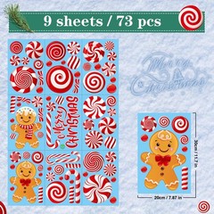 Christmas Gingerbread Window Clings – 9 Sheets 73 11 x 8.0 x 0.1 inches, Red