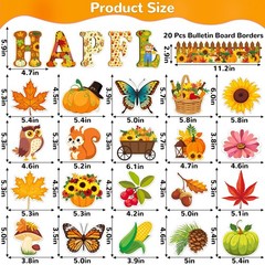 80 PCS Fall Cutouts Bulletin Board Decorations Set Pumpkin Maple Leaf Autumn