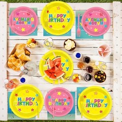 Colorful Stars Disposable Birthday Tableware (Plates, Napkins, Forks)