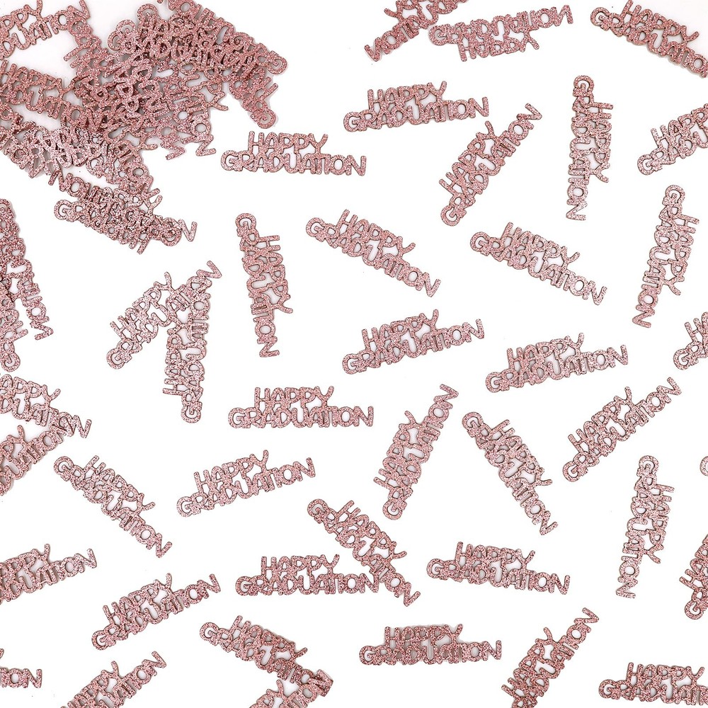 Rose Gold Happy Graduation Confetti Class of 2026 120 PCS Glitter Party Decor