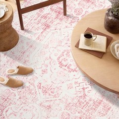 Area Rug – 3×5 Washable Pink Rug Honeycomb Non Slip Retro Rugs Soft Faux Wool…