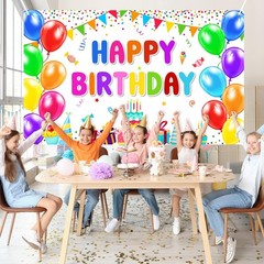 Happy Birthday Banner Backdrop Decorations Flag Outdoor 71×44 Inch,Colorful R…