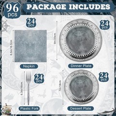 Complete 96 Pcs Medieval-Themed Party Pack – Plates, Napkins & Plastic Forks