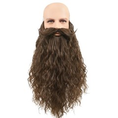 18 Inches Men’s Long Curly Brown Synthetic Pre – styled Realistic Fake Beard …