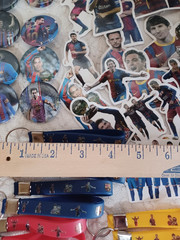 FC Barcelona Messi Soccer Birthday Supplies Stickers Buttons Bracelet Keychain