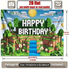 2D flat banner, 1pc, Printing Retro Pixel Happy Birthday Decoration Background