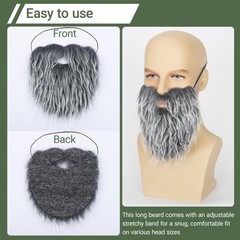 Grey Full Fake Mustache for Men Classic Fake Beard Costume Facial Hair for Co…