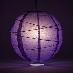 Quasimoon 8″ Royal Purple Round Paper Lantern, Crisscross Ribbing, Hanging De…