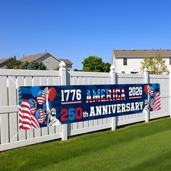 250th Anniversary American Flag Banner 4th of July Patriotic Decor
