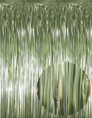 4x GOER 3.2 ft x 9.8 ft Metallic Tinsel Foil Fringe Curtains Party (Light Green)