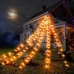 Halloween Decorations 16 Ft Spider Web Lights, Super-Realistic. MISSING PLUG .