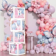 Baby Boxes with Letters for Baby Shower, Gender Reveal Decorations with 4 Tra…