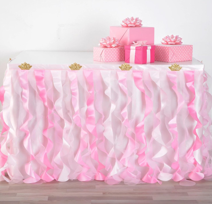 Amscan Disney Princess Party Fabric Tableskirt – 72″ x 60″ | Pink | 1 Pc