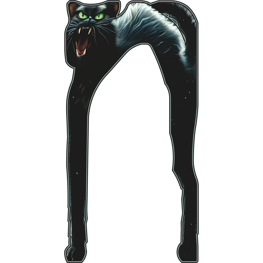 SP13567 Scary Spooky Hissing Black Halloween Cat 90in Arch Cardboard Cutout Stan