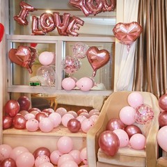Valentines Day Balloons Kit, 101 Pack Rose Gold Pink Heart Balloons with Rose…