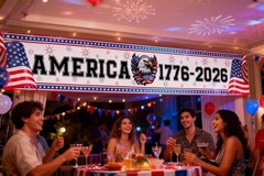 250Th Anniversary Banner, 1776-2026 USA Patriotic Outdoor Sign, 4Th of July Home