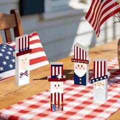 4 Pcs 4th of July table Decorations Patriotic Wooden Table Decor, Red White B…