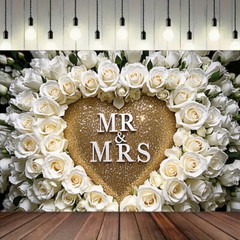 5x7FT/5x3FT Mr & Mrs Backdrop Wedding Valentine’s Day Backgrounds Photo Booths