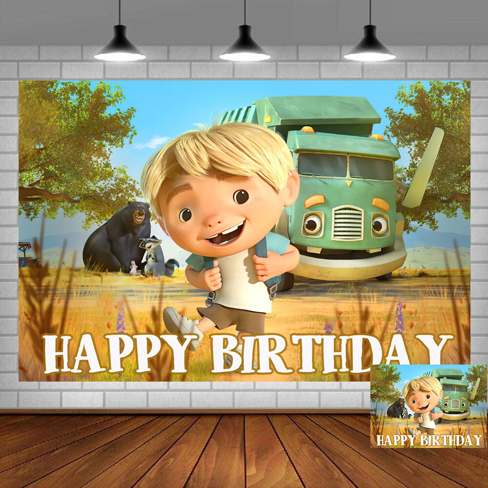 Trash Truck Birthday Backdrop Banner Photo Background Party Supplies 5x3ft