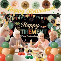 Complete Colorful Retirement Celebration Kit with Banner & Centerpieces – Unisex