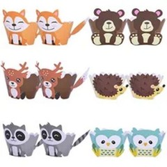 12pcs Cartoon Animal Fox Deer Monkey Cupcake Wrapper Birthday Party Supplies NEW