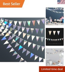 Vibrant 4-Piece Iridescent Pennant Banner for Weddings, Birthdays, and More