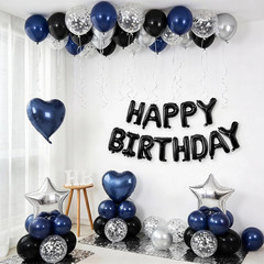 Navy Blue Black Birthday Balloon Set Happy Birthday Banner Party Decor Kit