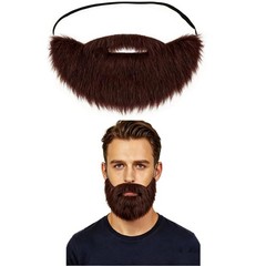 Reusable Fake Beard with Elastic Ear Strap, Brown Realistic Facial Hair Costu…