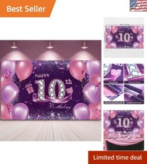 Durable Polyester 10th Birthday Banner – 72.8 x 43.3 Inch Chic Decor for Parties