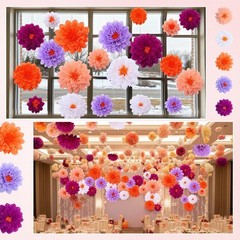 20 Vibrant Paper Flower Decorations for Stunning Party Backdrops – Mixed Sizes