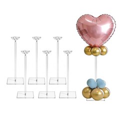 6 Pack Clear Acrylic Balloon Stand Kit, 15.75 Inch Reusable Balloon Sticks Ho…
