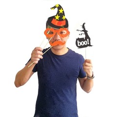 27 PCS Happy Halloween Spooky Trick Or Treat Party Photo Booth Props Decor