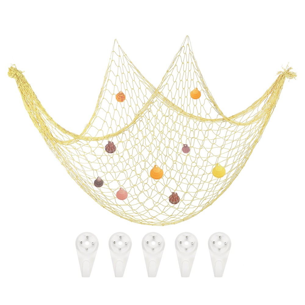 Decorative Fishing Net 40″x80″ Fish Net DECOR with Shell Egg Yellow