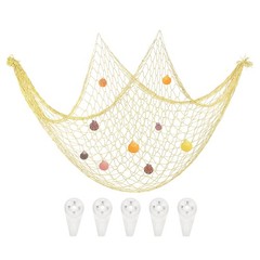 Decorative Fishing Net 40″x80″ Fish Net DECOR with Shell Egg Yellow