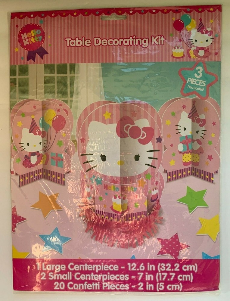 Hello Kitty Table Decorating Kit 3 Centerpieces 1 Large 2 Small and Confetti