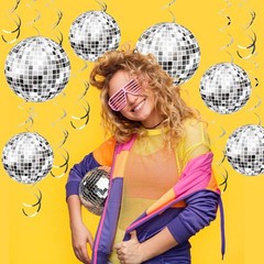 54 Pieces Disco Party Decorations Disco Ball Hanging Swirls 70s Party Hanging…