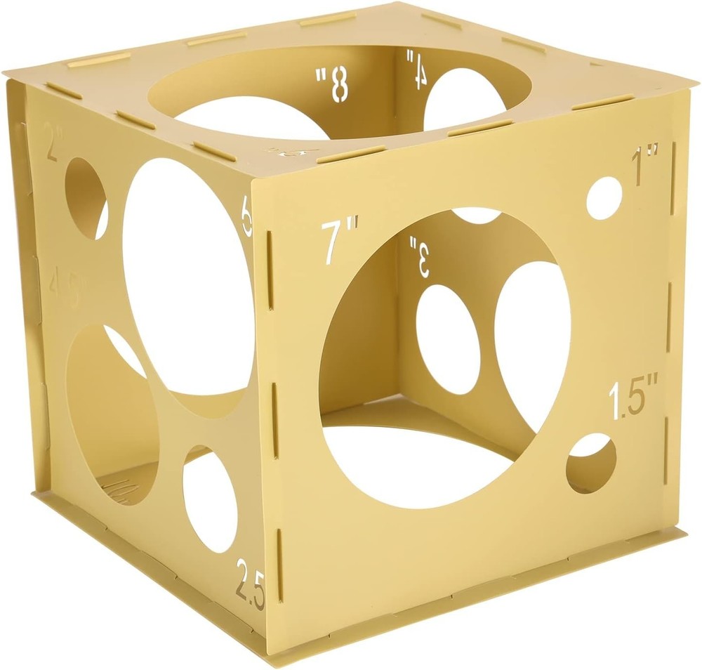 14 Holes Balloon Sizer Box Cube, Yellow Plastic Balloon Measurement Box, Coll…