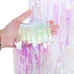 Iridescent / Rainbow Adhesive Tinsel Party Decoration Backdrop Curtain Tassel