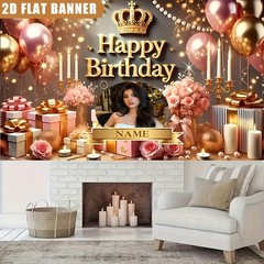 1pc Romantic Flower Crown Personalized Birthday Custom Tapestry Party Backdrop❀