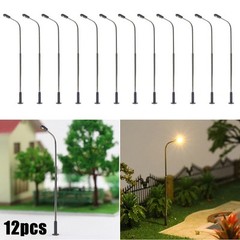 Set of 12 Model Railway Lamp Posts Warm White LED Light Single Head 14CM