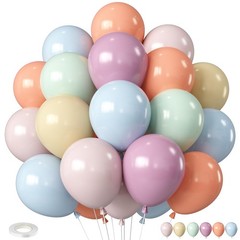 Pastel Retro Balloons, 12 Inch 6 Color Blue Purple Green Pink Beige Latex Par…