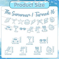 The Summer I Turned 16 Decorations – 3 Pcs Blue Coastal 16th Birthday Banner …