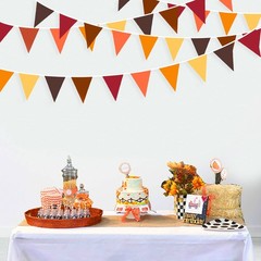 32Ft Fall Banner Decorations Triangle Flag Fabric Pennant Garland Bunting for…