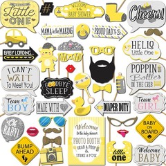 Baby Shower Photo Booth Props – 41-pc Photo Booth Kit with 8 x 10-Inch Sign, …